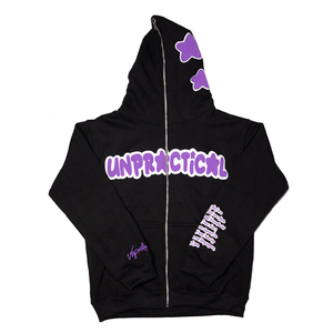 Fabricantes personalizados Buena calidad 3D Puff Print Zip Up Hoodie Y2k recortada Sin cuerda Impresión de espuma de algodón de gran tamaño - Product Image 2