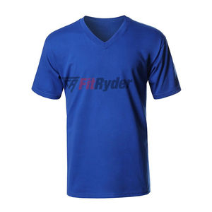 2024 Logotipo de impresión personalizado con cuello en V Slim Fit camisetas de hombre secado rápido transpirable algodón poliéster Material tarifa al por mayor - Product Image 2