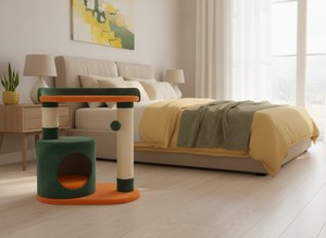 Griffoir Amistar de haute qualité à 3 niveaux, écologique, avec grotte forestière pour chats et chatons de toutes races et tailles. - Product Image 6