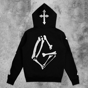 Sweat à capuche épais 100% coton de haute qualité avec strass respirant solide motif bouffée impression araignée sweats à capuche pour Streetwear - Product Image 5