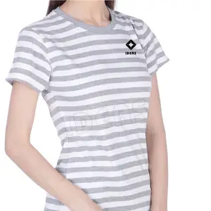 OEM fabrika kadın toptan çizgili astar t shirt ucuz fiyat toplu miktar gömlek tedarikçisi en iyi üretici bayanlar T shirt