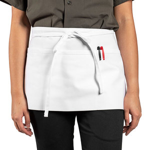 Tablier en toile de bavoir de chef de cuisine sur mesure imperméable à l'eau multi-poches manches taille détail en cuir pour le nettoyage - Product Image 3