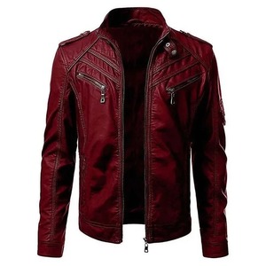 The New Casual High-end <strong>Fashion</strong> Leather <strong>Coat</strong> <strong>Men</strong> Sell <strong>European</strong> and American Solid Color Handsome Stand-up Collar Jacket - Product Image 4
