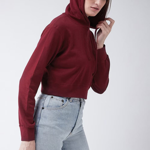 Wholesale Custom Logo Female Cropped Hoodies Women Cotton Crop Top Hoodie Top Selling Plus Size OEM <b>Design</b> - Product Image 5