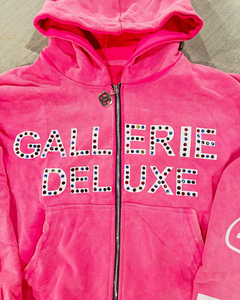 Low MOQ Multi-color Rhinestone Acid Wash Sweatsuit Chándal de algodón Pantalones de pierna ancha personalizados Pantalones de chándal desteñidos y conjuntos de Sudadera con capucha y cremallera - Product Image 3