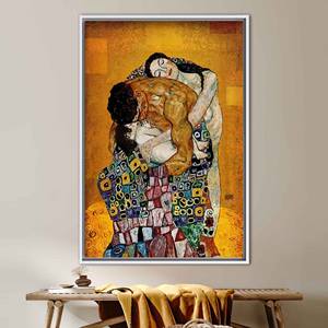 กุสตาฟ คลิมท์ภาพพิมพ์บนผ้าใบครอบครัว - ศิลปะตกแต่งผนังแบบอาร์ตนูโว่ กรอบสีขาว - Product Image 1