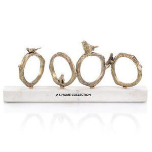 Fancy Flying Birds Design Gold Finished <b>Decorative</b> Sculpture New Arrival Aluminum Metal Long Marble Base - Product Image 1