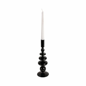 Ensemble de 3 bougeoirs en bois noir brillant et poli, parfaits pour offrir en cadeau, pour la décoration de la maison et l'affichage élégant sur une table d'appoint, en provenance d'Inde - Product Image 3