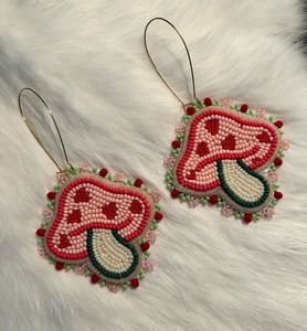 HF Crafts' Handmade Classic Design Drop <b>Earrings</b> Embroidery Glass Beads Trendy Style Premium Quality Featuring <b>Pearls</b> <b>Diamonds</b> - Product Image 1