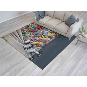 Tapis imprimé graffiti, grand tapis Banksy, cadeau original pour la maison, tapis en velours - Product Image 4