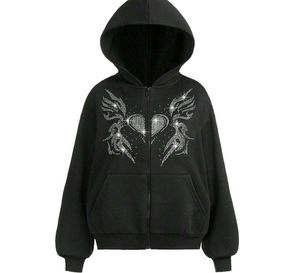 Nouveaux sweats à capuche hiver à motif uni et strass, 100% coton, sur mesure, style streetwear pakistanais, respirant, séchage rapide, décontracté - Product Image 1