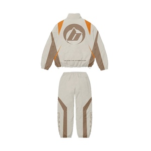 New Arrival Custom Wholesale <b>Top</b> Selling Vintage Solid Waterproof Windbreaker Jacket and <b>Sweat</b> Pants Two Piece Set - Product Image 2