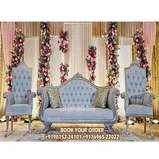 Royal King Throne Sofa Set for Wedding Couples Maharaja Thorne Sofa Set For Ring Ceremony Luxurious Wedding Sofa Set