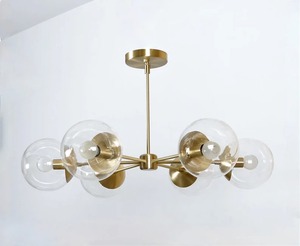 Plafonnier moderne fait à la main à 6 lumières Spoutnik Lustre Mid Century pour la salle à manger, le salon ou l'éclairage du couloir - Product Image 1