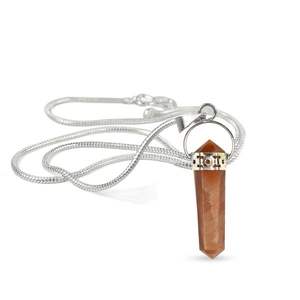 Unisex Fashion Double-Point Red Aventurine Pendant <b>Necklace</b> Natural <b>Crystal</b> Quartz Plated Charms for Reiki <b>Healing</b> Spiritual - Product Image 6