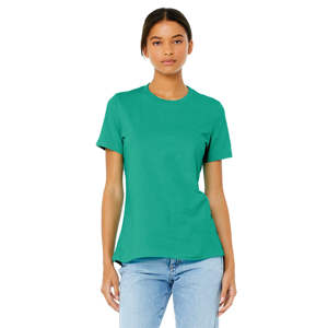 100% Airlume Combed Ring Spun Cotton 32 Single 4.2 oz <b>Teal</b> Womens Relaxed Jersey Short Sleeve T-Shirt Eco-Friendly Appliques - Product Image 1