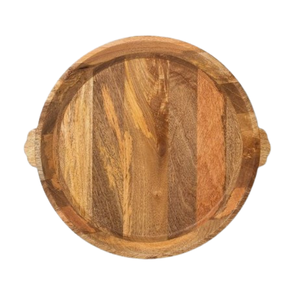Plateau en bois d'acacia Forme arrondie Légumes Fruits & Fromage Naturel Fait à la main Plateau de service en bois de manguier pour la cuisine - Product Image 1