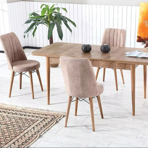 Bàn ăn nhà bếp + 6 ghế Bàn Mở rộng chân gỗ rắn trung tâm hoàn hảo mang đến cho mọi người cùng với sự thanh lịch - Product Image 1