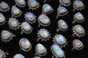 Bohemian <b>Crystal</b> Jewelry Handmade OEM Brass Silver Plated Natural Moonstone <b>Crystal</b> Designer Assorted Fashion <b>Ring</b> Wholesale Lot - Product Image 2