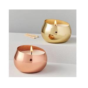 Pot à bougie en métal en acier inoxydable au design moderne avec couvercle, magnifique pot à bougie pour la décoration à la maison, les dîners - Product Image 1