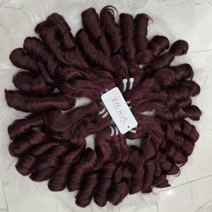 FUNMI Super Double Bundles Bouncy Curls 100% Raw Vietnamita Virgin Remy Hair Weaving Extensiones HD Lace Variedad de tonos de color - Product Image 2