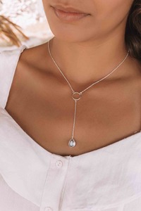 Collier Y en argent sterling 925 fait main avec pierres naturelles (labradorite, pierre de lune, quartz rose) – Bijou de déclaration pour occasions spéciales - Product Image 2
