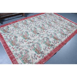 Alfombra Turca Grande de 6x9.3 pies, Alfombra Vintage con Estampado Animal Rojo - Product Image 2