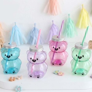 CASAMAX WL AD-0526 Botella de Plástico con Forma de Oso para Bebidas, 380 ml, para Niños, Viajes, Premium, Creativa, Moderna y Colorida - Product Image 1