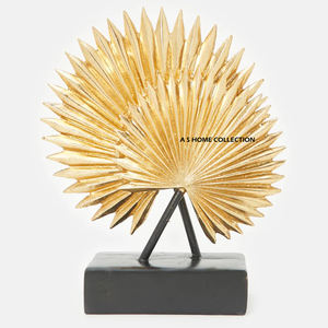 Modern Freestanding Home <b>Office</b> Table Decorative With <b>Black</b> Marble Base Luxury Golden Aluminum Metal Coral Sculpture <b>Desk</b> Decor - Product Image 4
