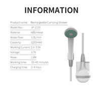 Pompe de douche portable USB rechargeable en ABS+PVC pour bidet et toilettes, débit de 2,5 L/min, économie d'eau, autonomie de 45-60 min, idéale pour l'escalade en extérieur