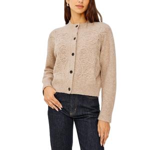 Suéter Cárdigan de Punto Acrílico 100% para Mujer, Manga Larga, Color Sólido, Estilo Casual con Cuello Redondo y Decoración de Botones para la Temporada de Invierno - Product Image 5