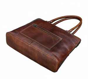 Sac à main pour ordinateur portable en cuir marron pour femmes, écologique, motif bonbon, sac de travail professionnel, sac à bandoulière avec fermeture éclair, mallette - Product Image 1