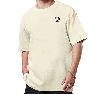 Motif personnalisé de détresse broderie impression hommes surdimensionné 100% coton T-Shirt lourd Jersey grande taille respirant pour le printemps - Product Image 1