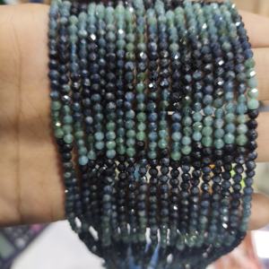 ลูกปัดทัวร์มาลีนสีน้ำเงินทรงกลมแท้ธรรมชาติ ขัดเงาแบบไมโคร เฟซเซต สำหรับทำเครื่องประดับเงินชุบ ทองเหลือง DIY ของขวัญงานแต่งงาน - Product Image 1