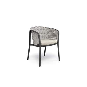 Marcella Dining Arm Chair en fer et acier de couleur noire avec corde tissée pour l'intérieur et l'extérieur. - Product Image 6