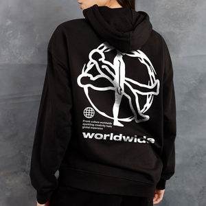 เสื้อมีฮู้ดสีดำสำหรับผู้หญิงเสื้อมีฮู้ดปักลายไหล่ปล่อยสิ่งจำเป็นเสื้อผ้าแนวสตรีท - Product Image 5