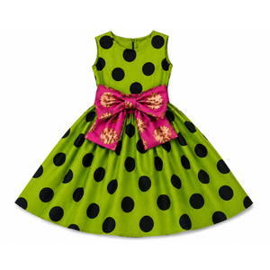 Fiocco con Motivo a Pois Verdi e Rosa di Ankara per Ragazze, Ideale per Matrimoni - Product Image 3