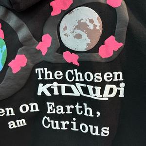 100% coton West Streetwear bouffée pull à capuche hommes et femmes noir imperméable Anti-rétrécissement solide motif sweats tricoté - Product Image 5