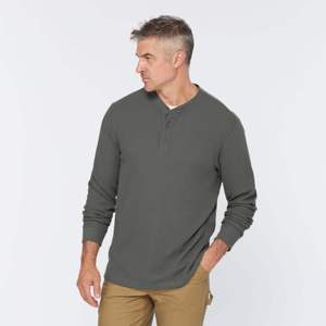 OEM Custom Men's Waffle <b>Henley</b> <b>Shirt</b> Soft Comfortable 100% Cotton Long Sleeve Anti-Wrinkle Breathable Quick Dry for Casual - Product Image 2