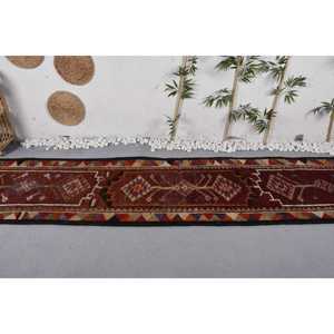 Tapis turc vintage, tapis Herki 2,9x13,3 pieds, tapis en laine persan rouge - Product Image 3