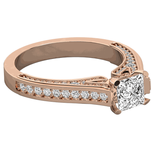 Anillo Solitario con Diamante Corte Princesa Engastado en Puntas - Product Image 3