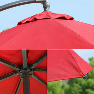 Parasol <span class=keywords><strong>banane</strong></span> de 3 m avec ouverture manuelle, parasol cantilever à 8 baleines pour jardin, terrasse, café, bord de piscine, complexe hôtelier - Product Image 2