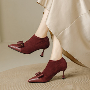 Escarpins classiques à bout ouvert pour femmes, talons aiguilles en cuir véritable, élégants pour banquets et événements - Product Image 3