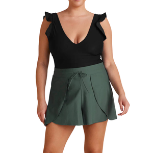 Shorts de sport grande taille à taille haute, extensibles, pour l'entraînement, le fitness, avec cordon de serrage, respirants, confortables et actifs - Product Image 4