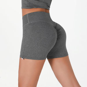 Shorts de sport pour femmes, taille haute, pour la course à pied, la salle de sport, le yoga, vêtements de sport pour femmes, nouveaux shorts de yoga de sport de couleur unie - Product Image 5