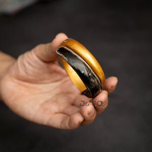 Vietnam Artisanat Écologique Corne De Buffle Bijoux Demi-Laque Jaune Manchette Bracelets pour Femmes - Product Image 4