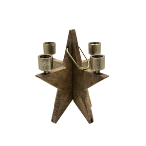 Portavelas de Adviento de madera y Metal personalizado con acabado marrón para el hogar y la decoración de iluminación de la fiesta de Navidad al por mayor a granel - Product Image 3