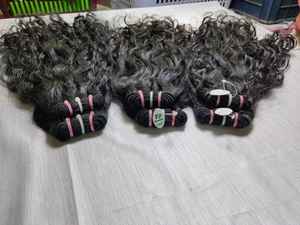 Machine d'extension de cheveux humains vierges Remy de Temple indien Double trame naturelle rebondissante bouclée lâche Style de vague profonde prix bon marché - Product Image 3