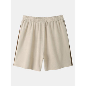 Venta al por mayor de pantalones cortos para hombre con decoración Vintage transpirable tela ligera cintura elástica-para gimnasio correr y relajación en casa - Product Image 2