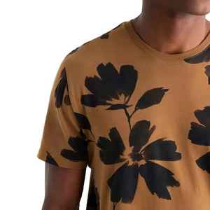 T-shirt pour homme à imprimé floral, coton et polyester, col rond, coupe classique, manches courtes, décontracté, été - Product Image 2